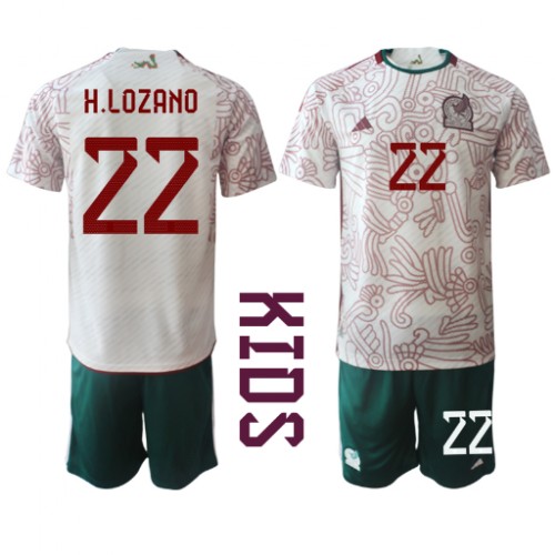 Dětský Fotbalový dres Mexiko Hirving Lozano #22 MS 2022 Venkovní Krátký Rukáv (+ trenýrky)